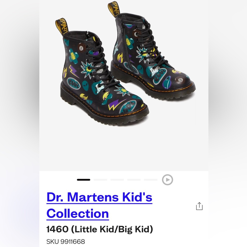 DR. MARTEN JUNIOR 1460 STICKER PRINT LEATHER LACE UP BOOTS